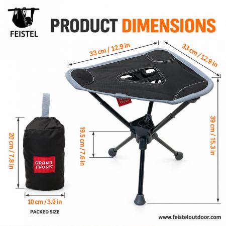 Taburetes ligeros para camping: taburete plegable de viaje de 0,57 kg con estructura de aluminio 7075, asiento de malla de poliéster 600D y capacidad de 120 kg 